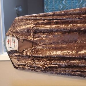 Taupe Chenille loose fitting large womens blouse.